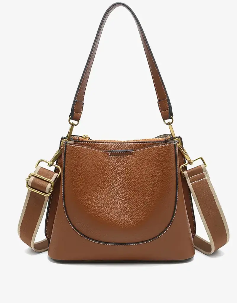 Corinna Bucket Bag – Two-Tone Canvas Guitar Strap - Brown