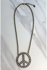 Blaze Peace Necklace - Rhinestone Bronze