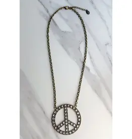 Blaze Peace Necklace - Rhinestone Bronze