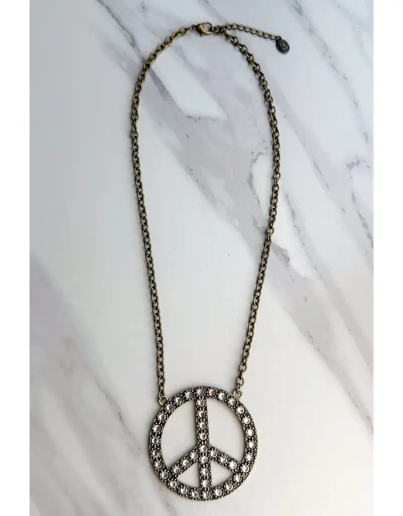 Blaze Peace Necklace - Rhinestone Bronze