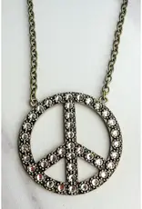 Blaze Peace Necklace - Rhinestone Bronze