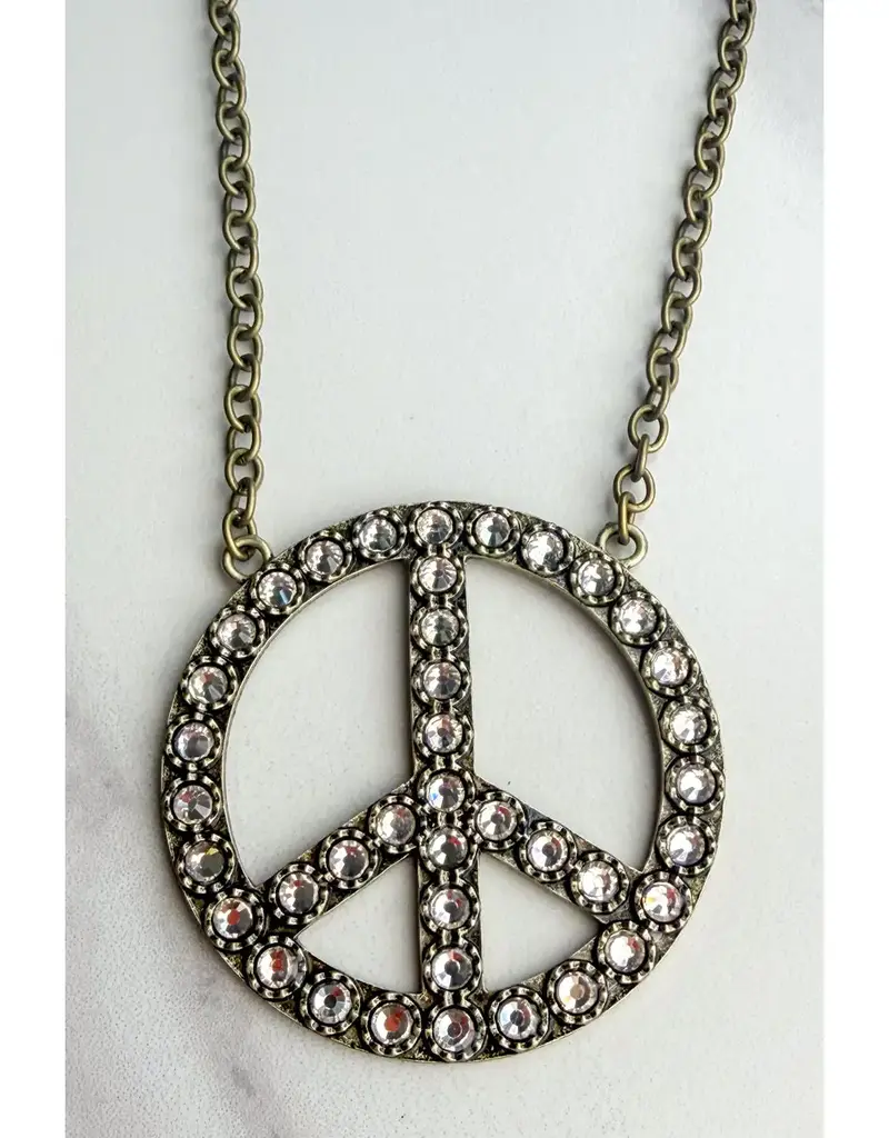 Blaze Peace Necklace - Rhinestone Bronze