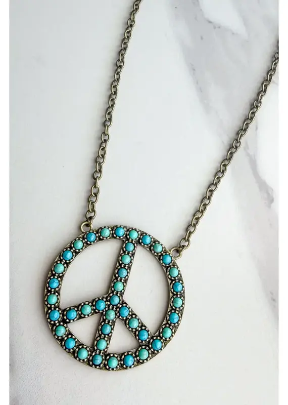 Blaze Peace Necklace- Bronze Turquoise