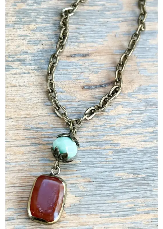 Sicily Short Necklace - Red Agate