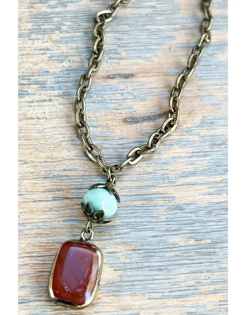 Sicily Short Necklace - Red Agate