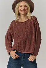 Rylie Rolled Hem Textured Knit Top