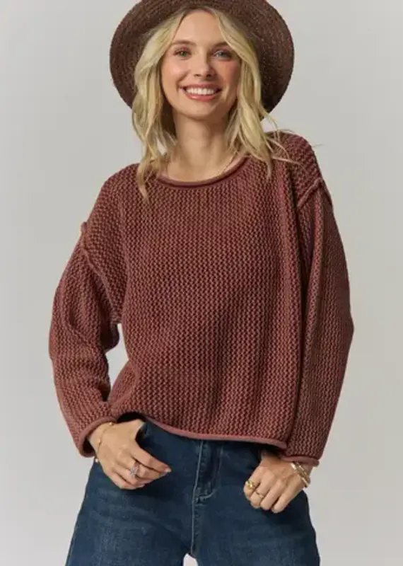 Rylie Rolled Hem Textured Knit Top