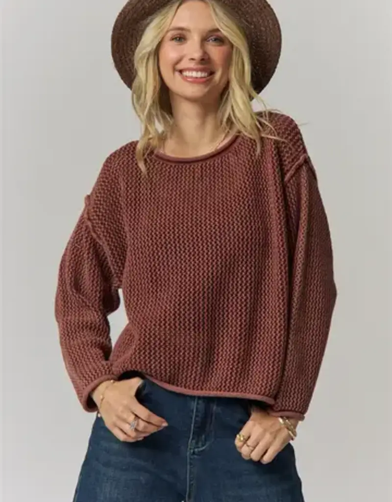 Rylie Rolled Hem Textured Knit Top