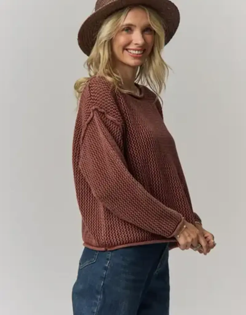 Rylie Rolled Hem Textured Knit Top