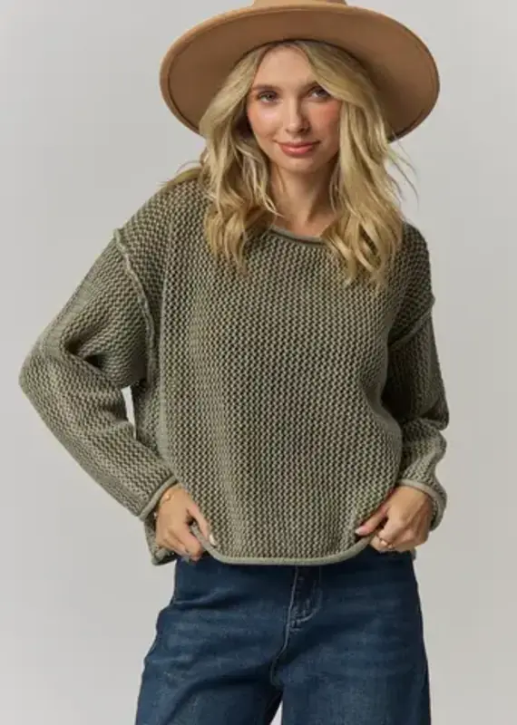 Rylie Rolled Hem Textured Knit Top