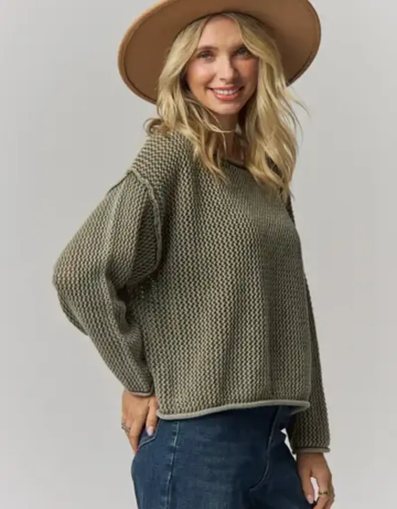 Rylie Rolled Hem Textured Knit Top