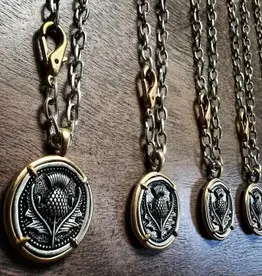 Matte Silver Thistle Necklace