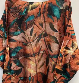 Rachel Rust Round Fall Neck Knit Printed Sweater