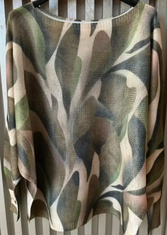 Kathy Abstract Round Neck Knit Printed Sweater - Made in Italy - ONE SIZE