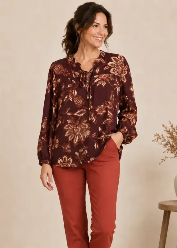 Linda Tie Front Balloon Sleeve Blouse