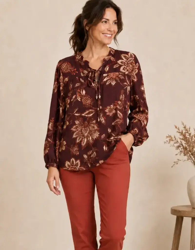 Linda Tie Front Balloon Sleeve Blouse