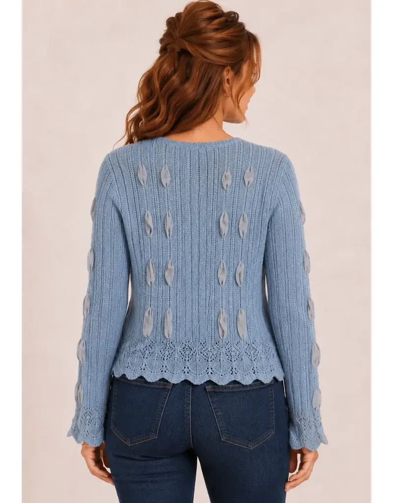 Rebbeca Ribbon Detail Bell Sleeve Tie Front Cardigan