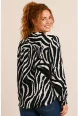 Zebra Linique Button Down Balloon Sleeve Top