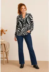 Zebra Linique Button Down Balloon Sleeve Top