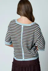 Kinley Button Back Detail Stripe Knit Sweater