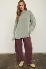 Wendy Washed Raw Edge Drop Sleeve Sweater