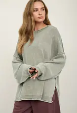 Wendy Washed Raw Edge Drop Sleeve Sweater