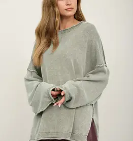 Wendy Washed Raw Edge Drop Sleeve Sweater