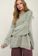 Wendy Washed Raw Edge Drop Sleeve Sweater