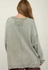 Wendy Washed Raw Edge Drop Sleeve Sweater