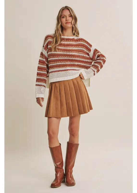 Rodeo Romance Vegan Suede Pleated Mini Skirt