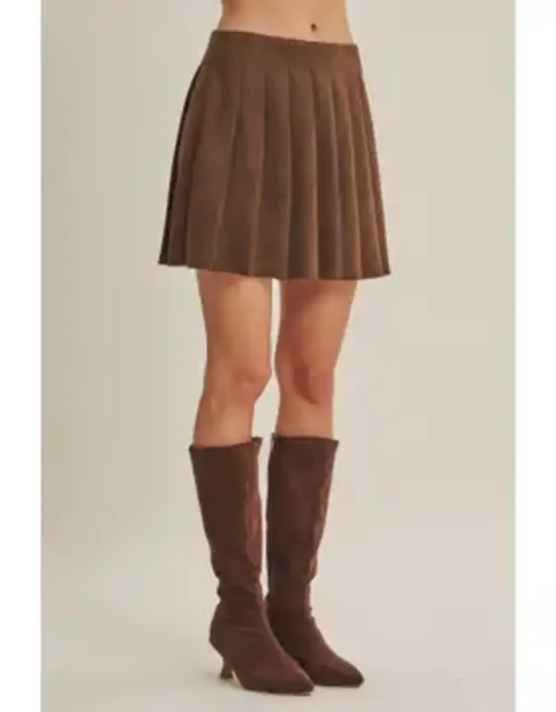 Rodeo Romance Vegan Suede Pleated Mini Skirt