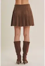Rodeo Romance Vegan Suede Pleated Mini Skirt