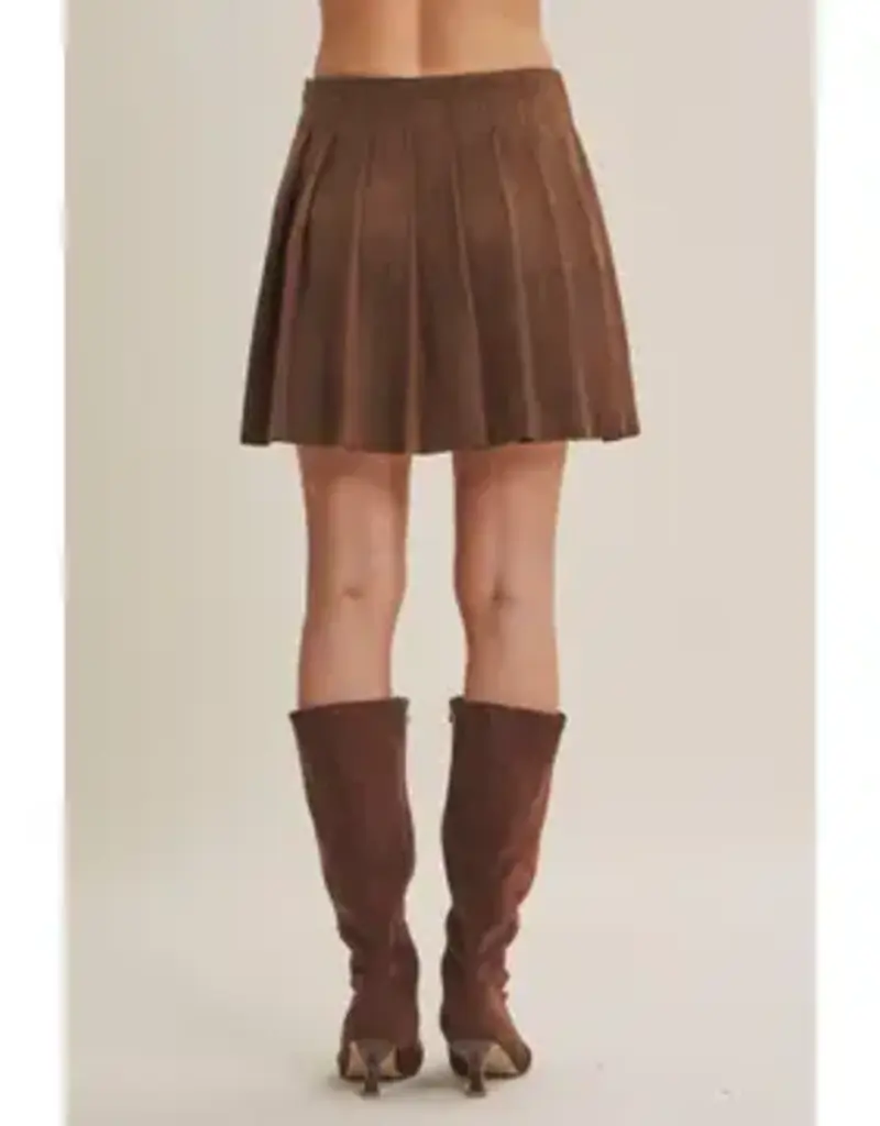 Rodeo Romance Vegan Suede Pleated Mini Skirt