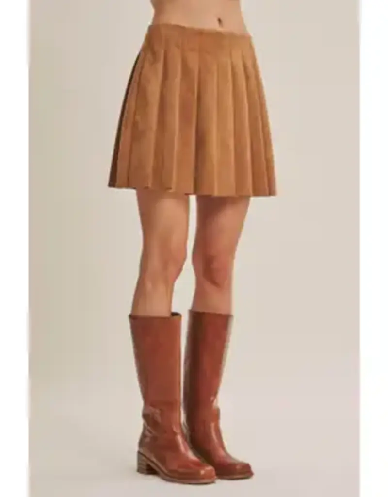 Rodeo Romance Vegan Suede Pleated Mini Skirt