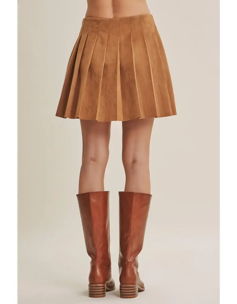 Rodeo Romance Vegan Suede Pleated Mini Skirt