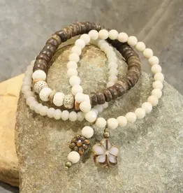 Czech Me Out Elite Beige & Natural Stretch Bracelet Set