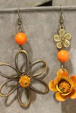 Color Explosion Orange Flower Dangle Earrings