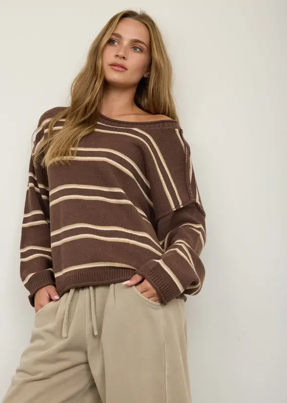 Elaine Exposed Seam Striped Knit Sweater