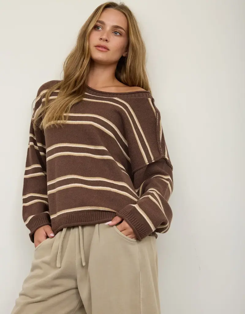 Elaine Exposed Seam Striped Knit Sweater