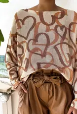 Heather Heart Printed Knitted Sweater - Made in Italy - ONE SIZE