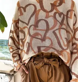 Heather Heart Printed Knitted Sweater - Made in Italy - ONE SIZE