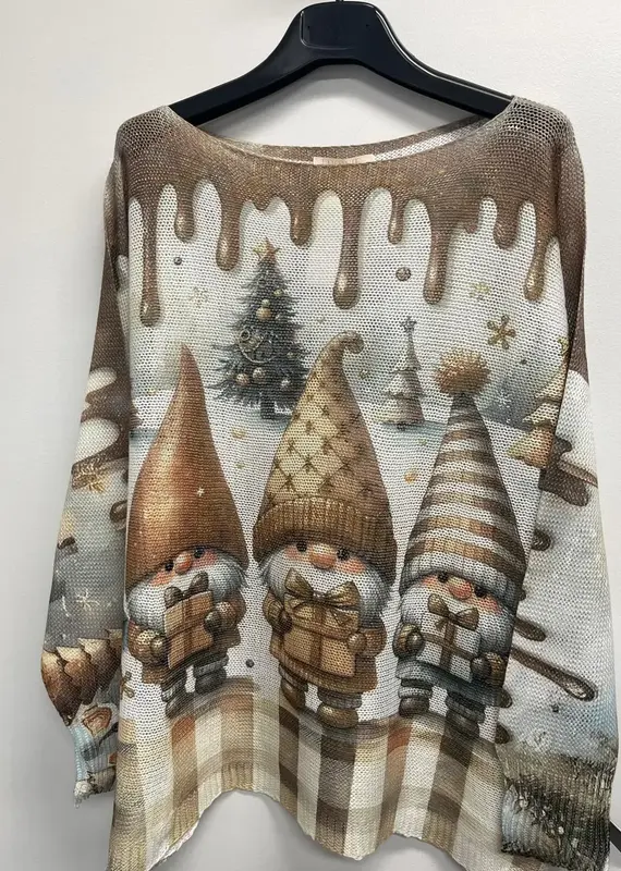 Elf Christmas Knit Printed Sweater -Made in Italy - ONE SIZE