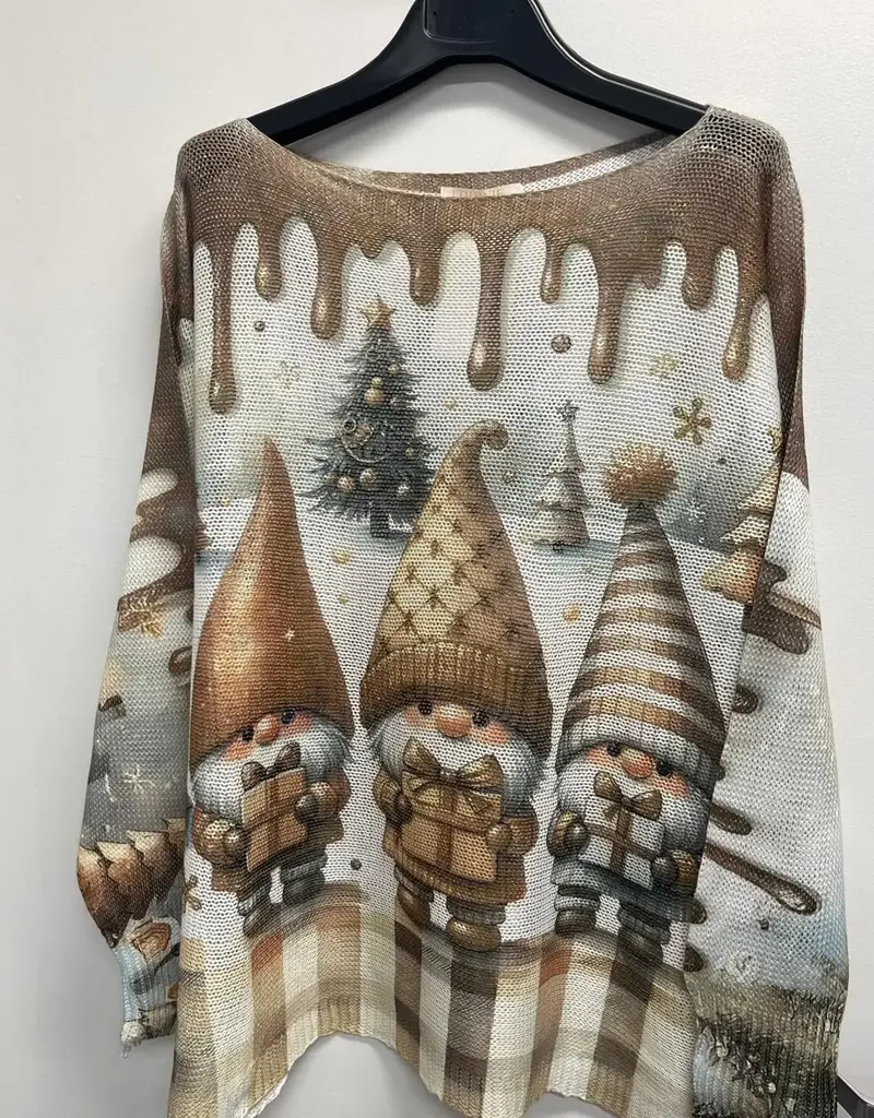 Elf Christmas Knit Printed Sweater -Made in Italy - ONE SIZE
