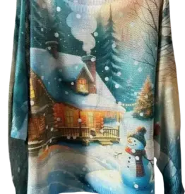 Snowman Christmas Printed Sweater - Made in Italy - ONE SIZE