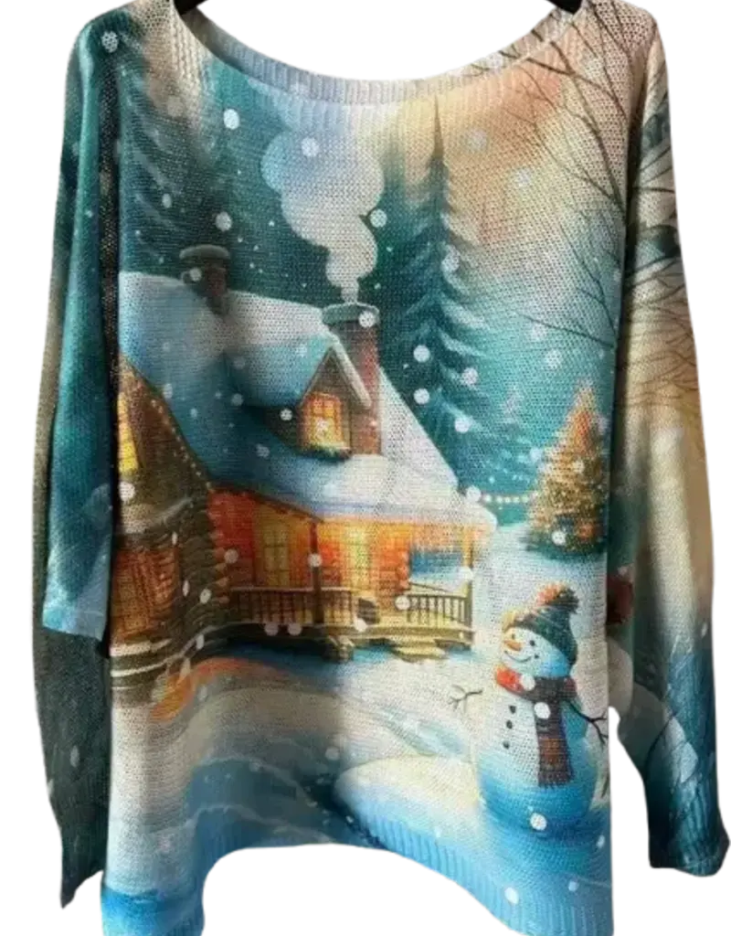 Snowman Christmas Printed Sweater - Made in Italy - ONE SIZE