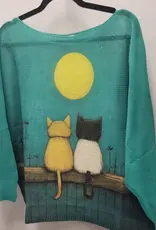 Moon Cats Knit Printed Sweater - Made in Italy - ONE SIZE