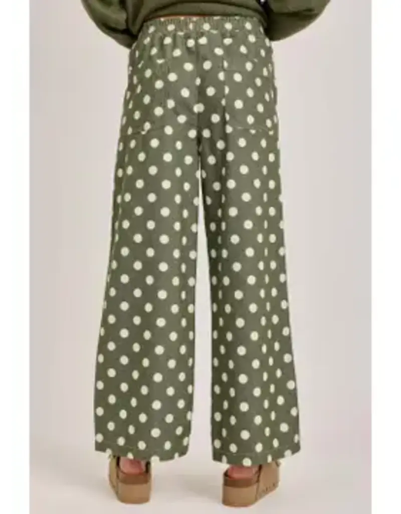 Laura Relaxed Wide Leg Soft Polka Dot Drawstring Pant