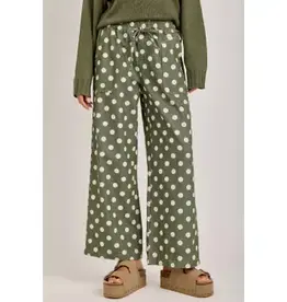 Laura Relaxed Wide Leg Soft Polka Dot Drawstring Pant