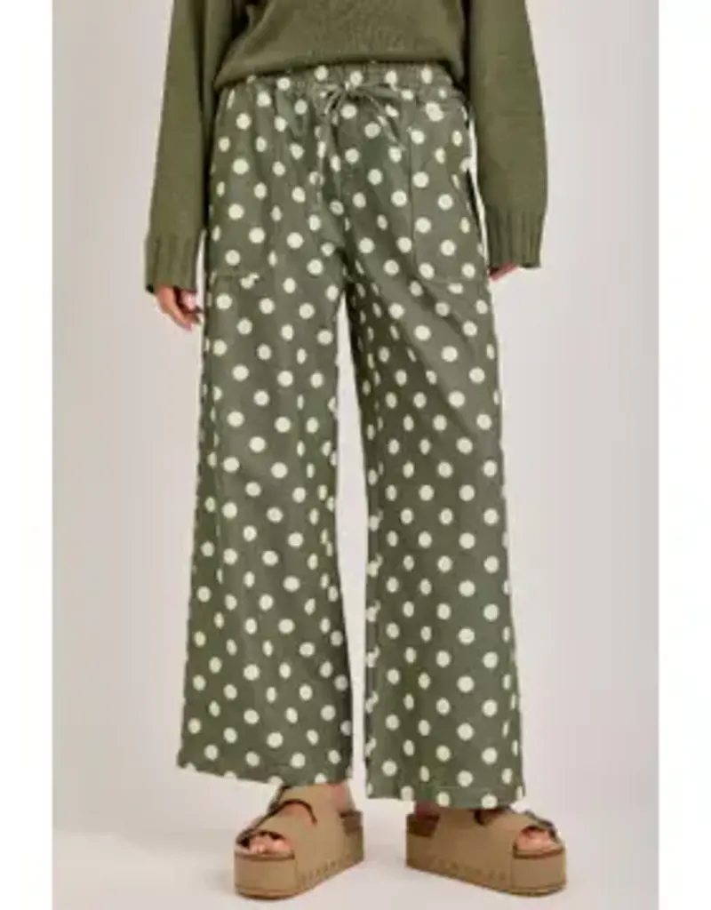 Laura Relaxed Wide Leg Soft Polka Dot Drawstring Pant