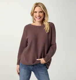 Heavenly-Luxe Cable Knit Detail Dolman Sweater